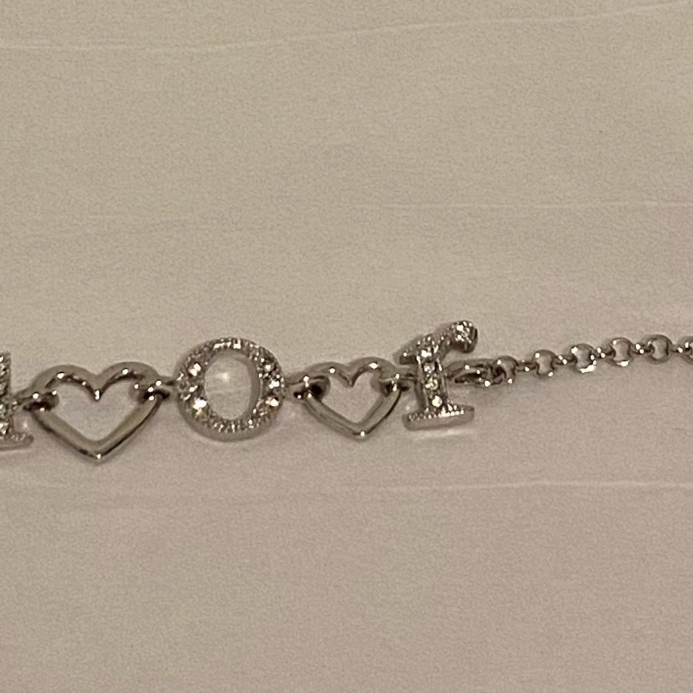 Dior Silver Lovely Rhinestone Heart Link Bracelet New With Tag 100% Authentic - Picture 4 of 12